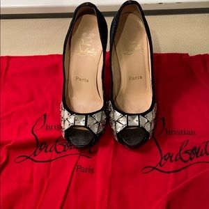 Christian Louboutin black velvet heels 36.5